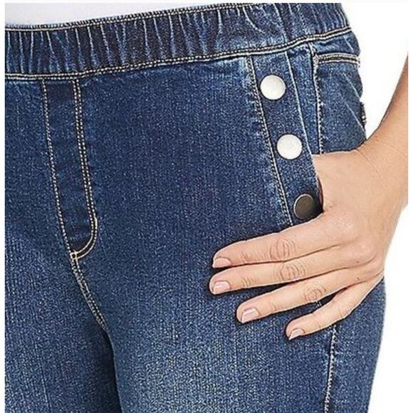 Susan Graver Pedal Pusher Jeans Size 4 Blue High Stretch Denim NWOT - Picture 2 of 3